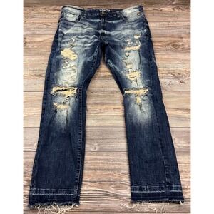 Grindhouse Mens Jeans Blue 42 ACTUAL 40x31 Denim Distressed Medium Wash Mid Rise